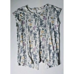 Rachel Ashwell 100% Linen Floral Button Back Top Womens S Shabby Chic